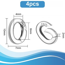 PH PandaHall Pack of 4 Sterling Silver Spring Gate Rings Oval Spring Clasp Metal Spring Gate Rings Spring Ring Connection Clasp Necklace Enhancer Shortener Clasp for Jewellery
