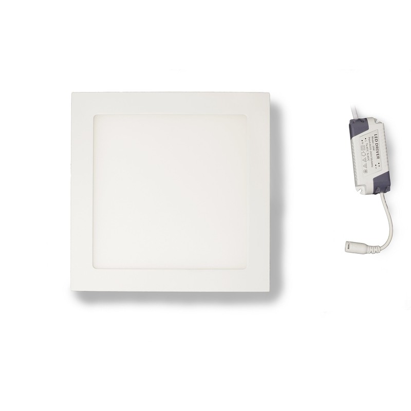 LED panel, square with 18 W power, neutral white, installation,