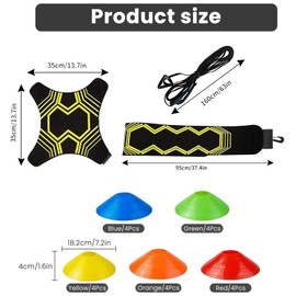ELLECILA Football Kick Trainer Soccer Training Aids, with 15 Soccer Disc Cones, Football Training Equipment with Adjustable Waist Belt, Soccer Training Equipment for Kids and Adults