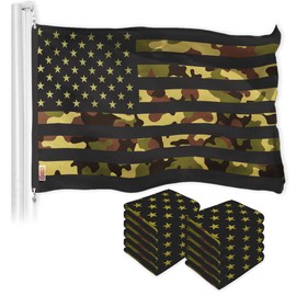 G128 10 Pack: American USA Camouflage Flag | 3x5 Ft | LiteWeave Pro Printed 300D Polyester | Green Stars Camo Stripes, Vibrant Colors, Brass Grommets, Thicker and More Durable Than 100D 75D Poly