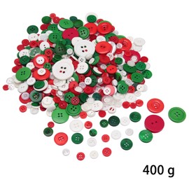 Livder 400g Christmas Craft Buttons Handmade Sewing Red Green White Button for Art Crafts Projects, DIY Decoration