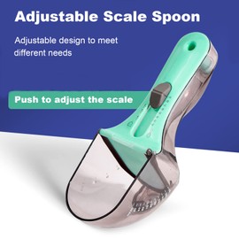 XBEING Dog Cat Food Scoop 1/2 Cup 1/3 Cup 1/4 Cup/1~4 Oz/30~130Ml, Dog Food Scoops Cat Food Scoop, Multi-Functional Spoon with Adjustable Scale for Pet Food, Food-Grade Material