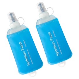 WILDREEDS 250ml Soft Flask, TPU Collapsible Soft Water Bottle for Hydration Pack, Running Vest, Folding Water Bottle for Hiking Cycling Climbing-2Pcs, Blue