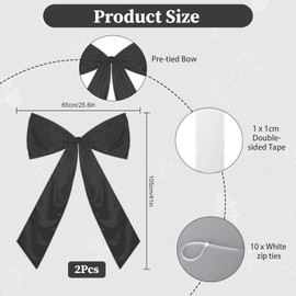 xieketn 2 Pack Black Big Bow Wall Decor, Giant Bow Backdrop Preppy Room Decor for Coquette Birthday Decorations, 41 x 25.6 Inches Coquette Room Decor Large Bow Party Decorations for Girls Women