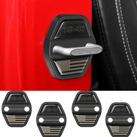 DWKJMYCP 4PCS Door Lock Decoration Cover for 2018-2025 2026 Jeep Wrangler JL JLU 4XE Unlimited Sahara Sports Rubicon 2020-2025 2026 Gladiator JT Accessories Door Latch Guard Cover Black