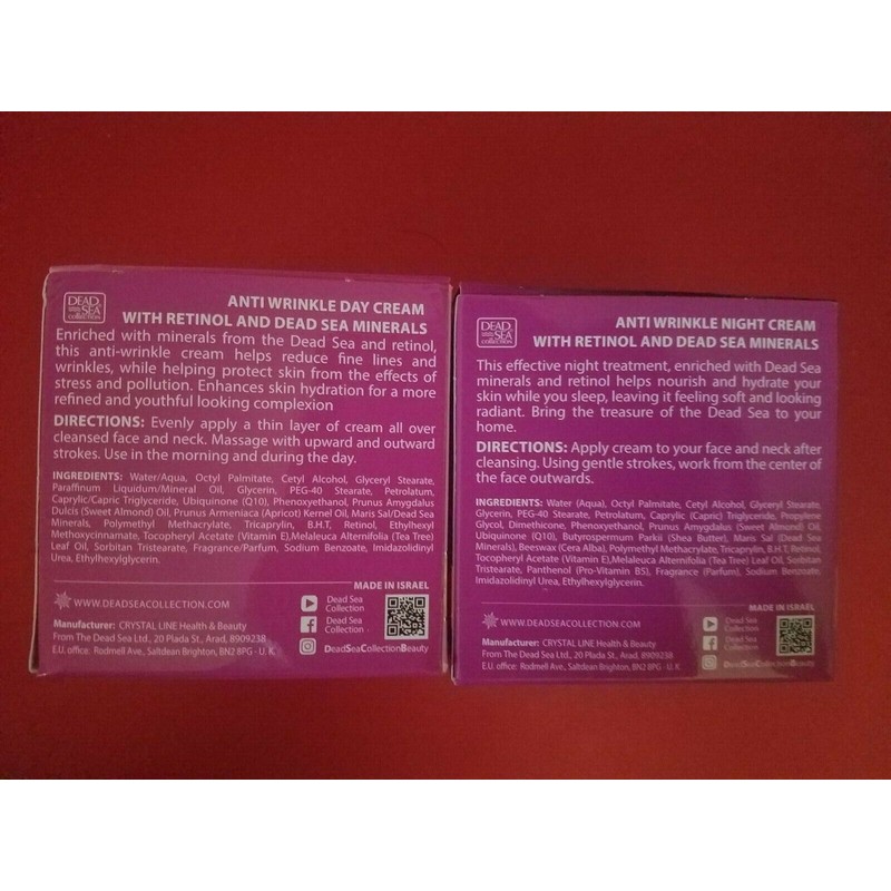 Dead Sea 2 PACK ANTI WRINKLE RETINOL DAY &NIGHT CREAM