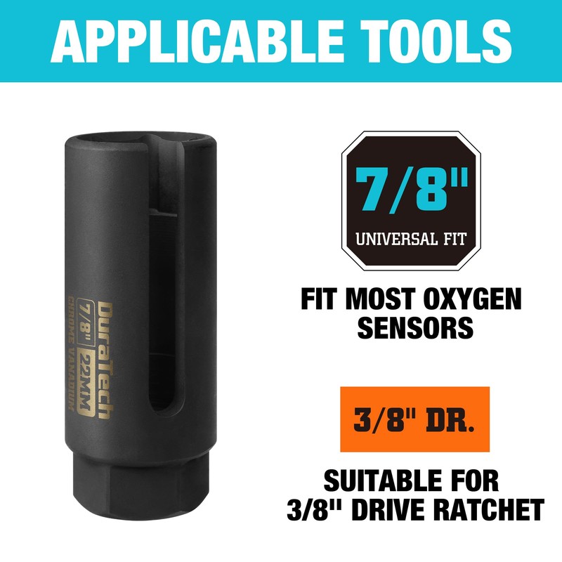 DURATECH O2 Oxygen Sensor Socket 3/8" Drive x 7/8"(22mm), Oxygen