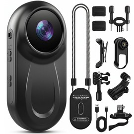Mini Body Camera 1080P, 512G Thumb Action Camera, Vlogging Cam Portable Camcorder with 360° POV Rotate Clip & Magnetic Clip, Wearable Video Recorder for Traveling/Motorcycle/Pet Walking(No SD Card)