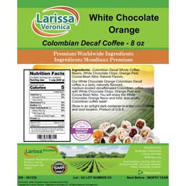 White Chocolate Orange Colombian Decaf Coffee (Gourmet, Naturally Flavored, Whole Coffee Beans) (8 oz, ZIN: 561230)