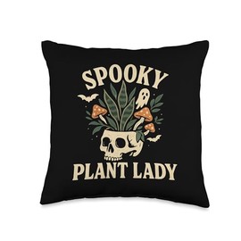 Spooky Skull Planter Aesthetic for Plant Lady Decor Lovers Throw Pillow