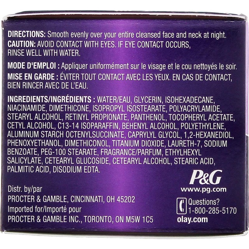 Crema nocturna antiarrugas OLAY Age Defying de 2 onzas, Paquete