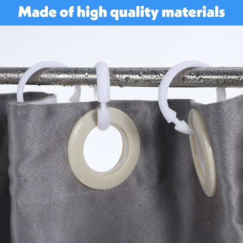 Oruola 12pcs White Plastic Shower Curtain Rings,O-Shape PP Plastic Material