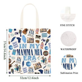 KUIYAI Mamma Music Inspired Gift Mamma Music Broadway Canvas Shopping Bag Tote Bag, In My Mia Era, middle