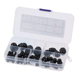 Nylon Acorn Nuts 70Pcs M3/M4/M5/M6/M8/M10 Metric Size Black Dome Head Hex Nuts for Bolt
