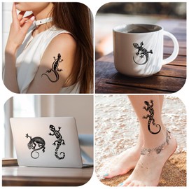 12 Sheet Black Lizard Salamander Temporary Tattoos Birthday Party Supplies Favors Decorations Body Fake Tattoo Stickers For Men Women Make up