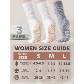 Juclise Non-Slip Yoga Socks for Women Breathable Grippy Workout Socks for Pilates Barre Gym & Meditation (US, Alpha, Medium, Regular, Regular, Snow*2 + Haze*1)