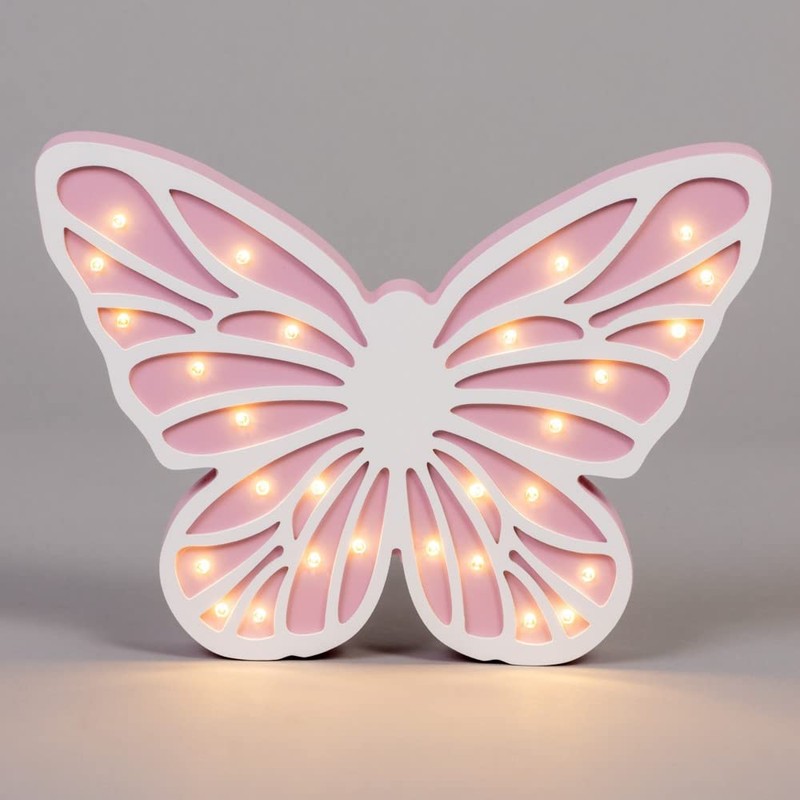 LITECRAFT Glow Butterfly Table Lamp LED Children's Lighting - Pink,