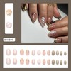 24Pcs Almond Press on Nails Stiletto Fake Nails with Gold
