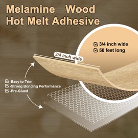 GZDUCK Melamine Edge Banding- 3/4 inch x 50ft Wood Edge Banding, Real Wood Tape Banding with Hot Melt Adhesive Pre-glued Cabinet Edge Banding Flexible Wood Veneer Edging for Plywood Furniture Table