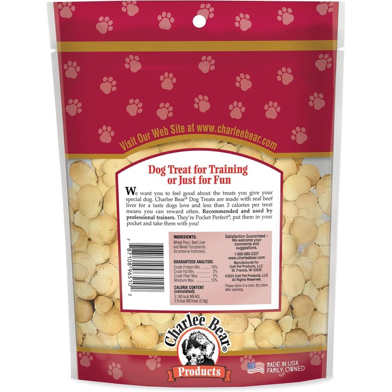 Charlee Bear Original Crunch Beef Liver Dog Treats, 16 oz