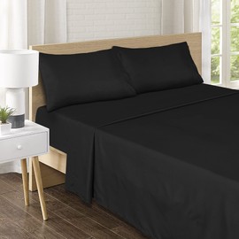 Karin Maki Microfiber Twin Size Bed Sheets Set - 1800 Thread Count Bed Set - Super Soft Luxury Egyptian Bedding - Deep Pocket Fitted Sheet with Pillow Cases - Wrinkle Free and Fade Resistant - Black
