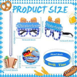Zenoble 48 Pcs Oktoberfest Party Favors Set Oktoberfest Accessories Decorations Eyeglass Beads Necklaces Button Pins Silicone Bracelets for German Theme Bavarian Beer Festival Party Supplies