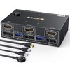 USB 3.0 Dual Monitor KVM Switch HDMI+Displayport 4K@60Hz,2K@120Hz,Camgeet 2 Monitors