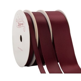 Zofrud 3 Rolls of Burgundy Double Faced Satin Ribbon - 27 Meters Total (6mm, 16mm, and 25mm x 9M) - Ideal for Crafts, Gift Wrapping, and Weddings