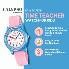 Educational Kids Watch for Boys & Girls, Analog Time Teacher Watch for Children, Easy to Read and Learn to Tell Time. Perfect for Ages 5, 6, 7, 8, 9, 10 - Black/Orange, K5827/6