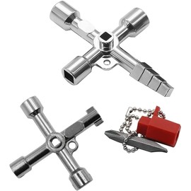 Viojrlly Set of 2 Control Cabinet Keys, 4-Way Multifunctional Utilities Key, Multifunctional Key, Cross Key, Universal Key, Practical Multifunctional Cross Key