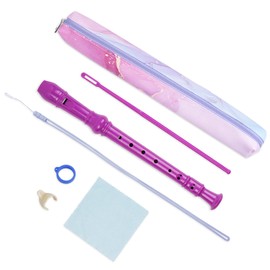 QIELIZI Recorder Instrument for Beginner Kids Adults,8-Hole Soprano Descant Recorder Music Flute with Cleaning Rod & Case Bag For School Student Home Entertainment(2-Purple Blue Splash Ink)