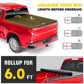Soft Roll Up Truck Bed Tonneau Cover for Ford Ranger 6ft (72"-72.7") 1983-2011 | Mazda B2300 B2500 B3000 B4000 Pickup 6ft (71.8" -72") Bed 1994-2009 | Only Fit Fleetside/Styleside