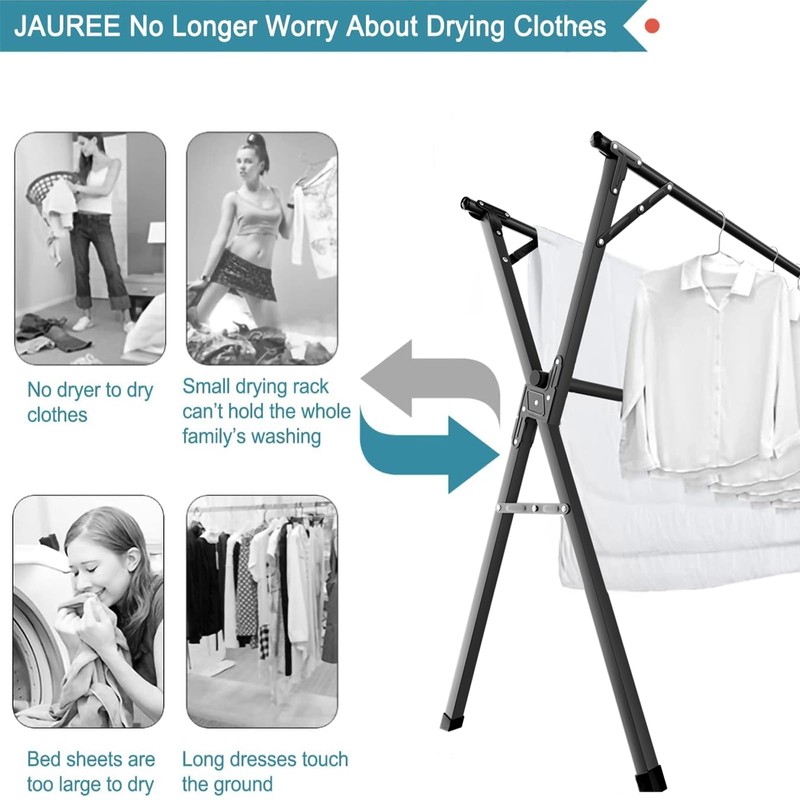 JAUREE 95 Inches Clothes Drying Rack, Drying Rack Clothing Folding