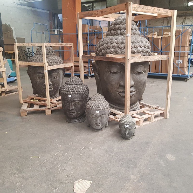 Oriental Galerie Buddha Head Stone Figure Sculpture Stone Lava Sand