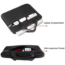 Voova Laptop Bag 13-14 Inch, 360° Protective Laptop Case Sleeve with Shoulder Strap Compatible with Macbook Air 13, MacBook Pro 13/14, Waterproof Computer Bag Slim Briefcase for Men Women, Black