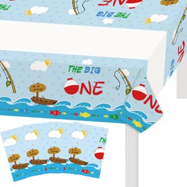 Letromp Ofishally One Tablecloth The Big One Tablecovers for Gone Fishing 1st Birthday Baby Shower Party Supplies Decorations