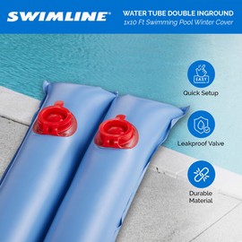 SWIMLINE HYDROTOOLS Pool Water Tube Bag For Inground Pool Covers | 1 X 10 FT Double Chamber (1-Pack) Closing Winterizing Kit For Pools | Durable Heavy Duty Vinyl Stable Weight Bags 10 Feet