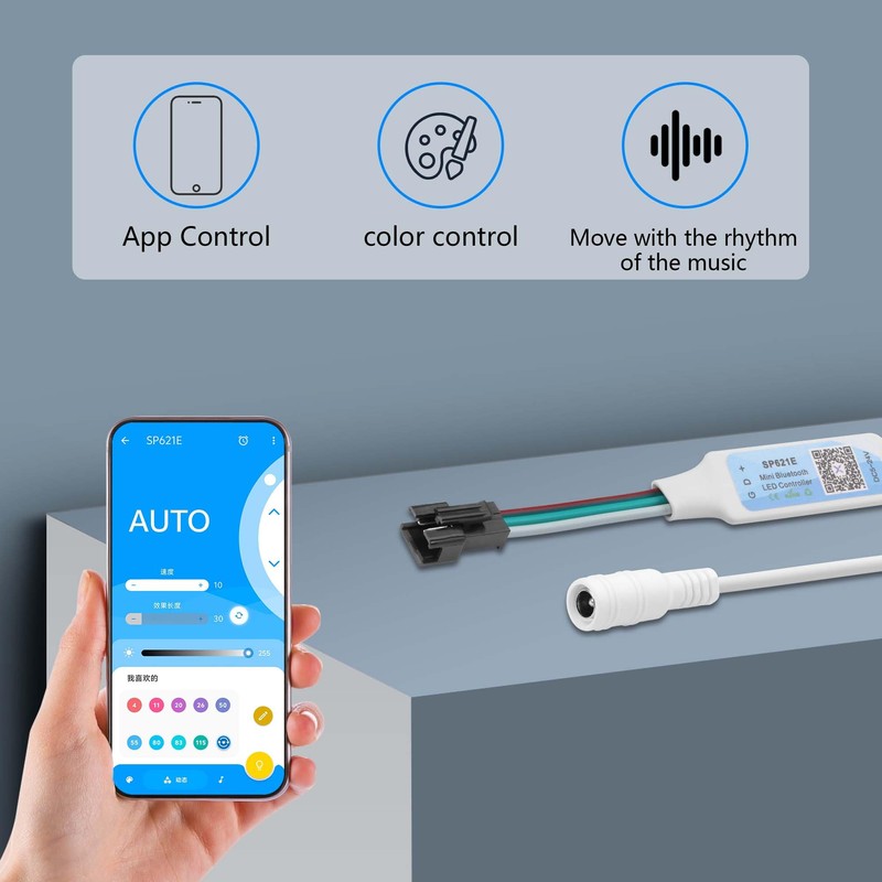 CERRXIAN 2PCS DC5521 5-24V Mini RGB Bluetooth Controller,DC 5V Bluetooth