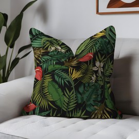 ggaimwf Pack of 2 Cushion Covers Jungle Leaf Tropical Leaves Forest Linen Throw Pillow Covers Leaf for Men Women Kids Sofa Floor Couch Bedroom Living Room Bench Seat Home Decorative 40x40cm