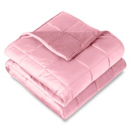 Bare Home Weighted Blanket King Size 25lb (80" x 87") for Adults - Minky Fleece - Premium Heavy Blanket Nontoxic Glass Beads (Light Pink, 80"x87")
