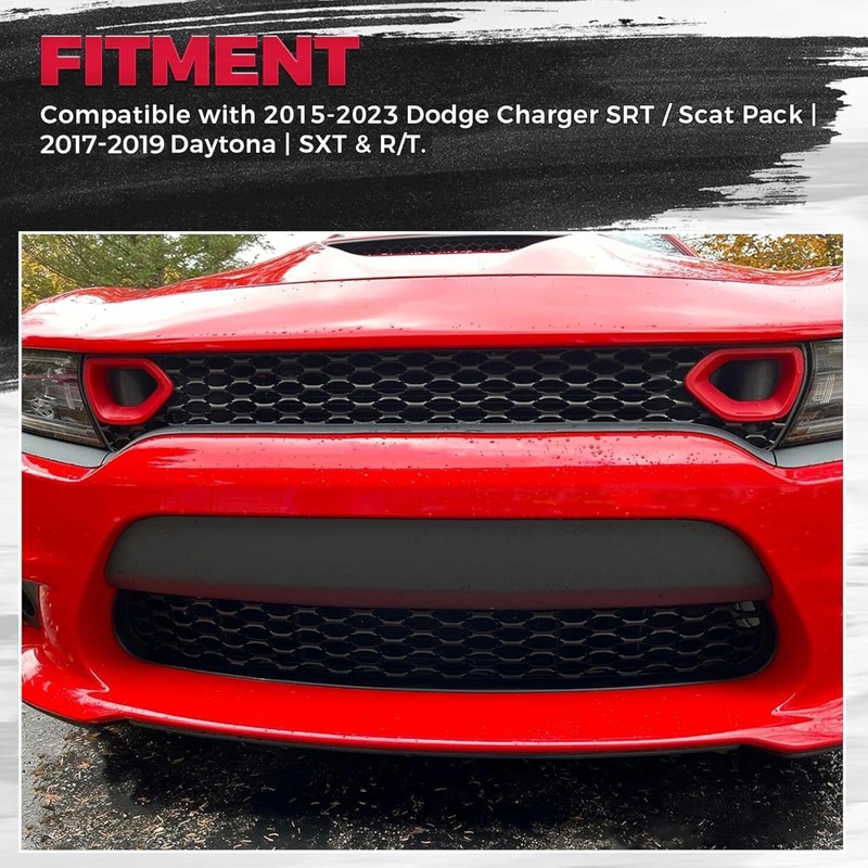 HECASA Front Lower Grille Grill Compatible with 2015-2023 Dodge Charger