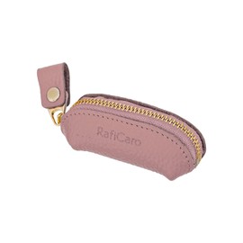 RafiCaro Coin Case, Genuine Leather, Seal Case, Coin Purse, Compact, Small, Soft, Leather Pouch, Small, sdustypink
