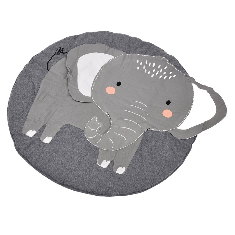 Baby Play Mat Round Cartoon Elephant Pattern Soft Cotton Decoration