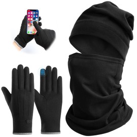 Conjunto de Pasamontañas Solar Transpirable, Balaclava Protección UV, Protección Completa Máscara de Esquí (MX/US, Numérica, 5, 6, negro)