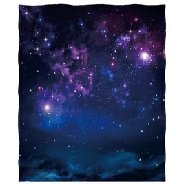 Mimihome Galaxy Blanket, Outer Space Universe Warm Fleece Throw Blanket for Couch Sofa Bed Adults Women Man, 80x60 inches,Blue Purple