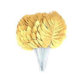 Shiwaki 20 Pcs Golden Palm Leaves Artificial Tropical Palm Leaves for Hawaiian Luau Party Decoration Home decoration