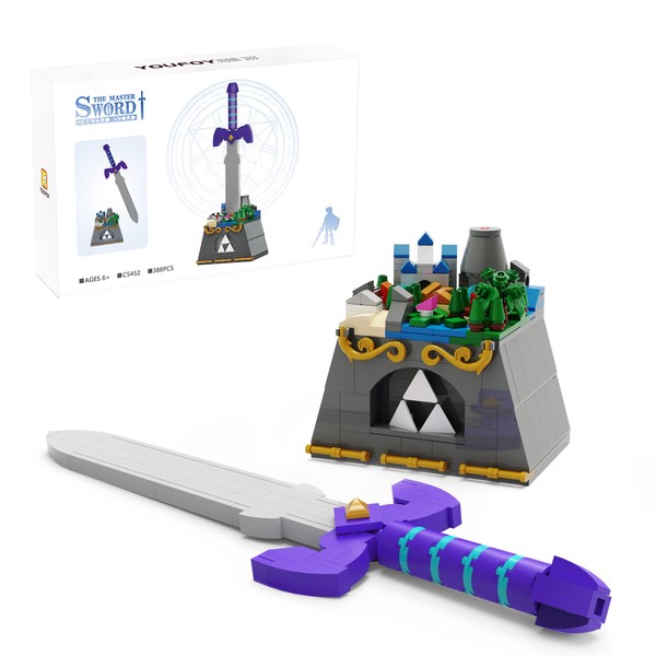 Master Sword and Micro Hyrule Castle Construction Kit, Special BOTW Ornament and Breath of the Wild Toy, Gift for Boys, Girls and Game Model Collectors Aged 6-12 Years (388 Pieces)