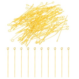 PATIKIL 50mm Open Eye Pins, 150Pcs 23 Gauge Metal Head Pins Needles Eye Pins for Jewelry Making Findings Earring Necklace Bracelet DIY Crafts, Gold Tone