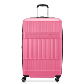 United Colors of Benetton Ribbed Hardside Expandable Luggage with Spinner Wheels, Light Pink, Checked-Large 29 Inch