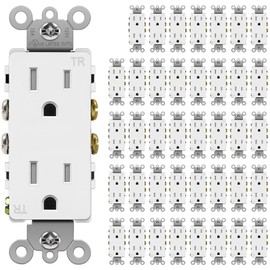 BESTTEN 15 Amp Decor Outlet, Decorator Electrical Wall Receptacle, Tamper Resistant, 15A/125V/1875W, Residential and Commercial Use, UL Listed, 40 Pack, White